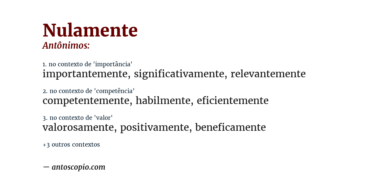 Antônimo de nulamente