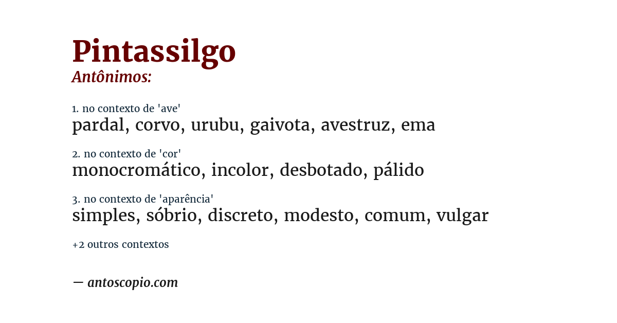 Antônimo de pintassilgo
