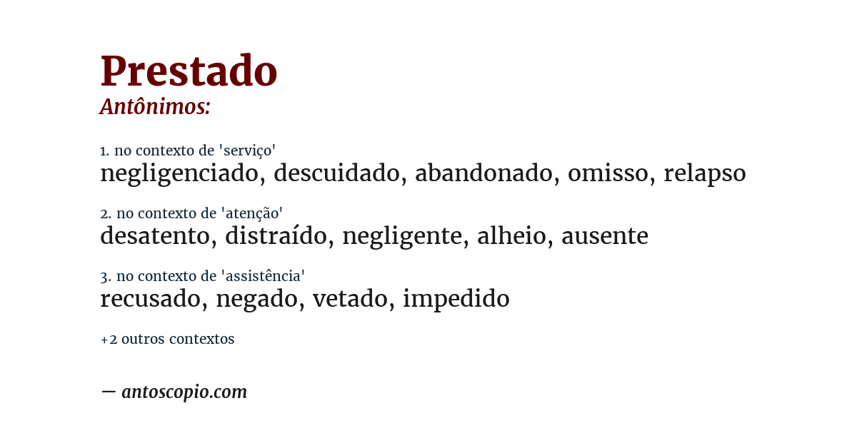 Antônimo de prestado