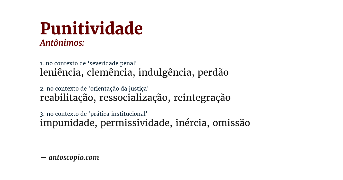 Antônimo de punitividade
