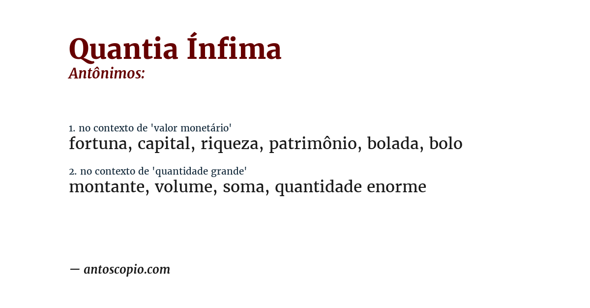 Antônimo de quantia ínfima