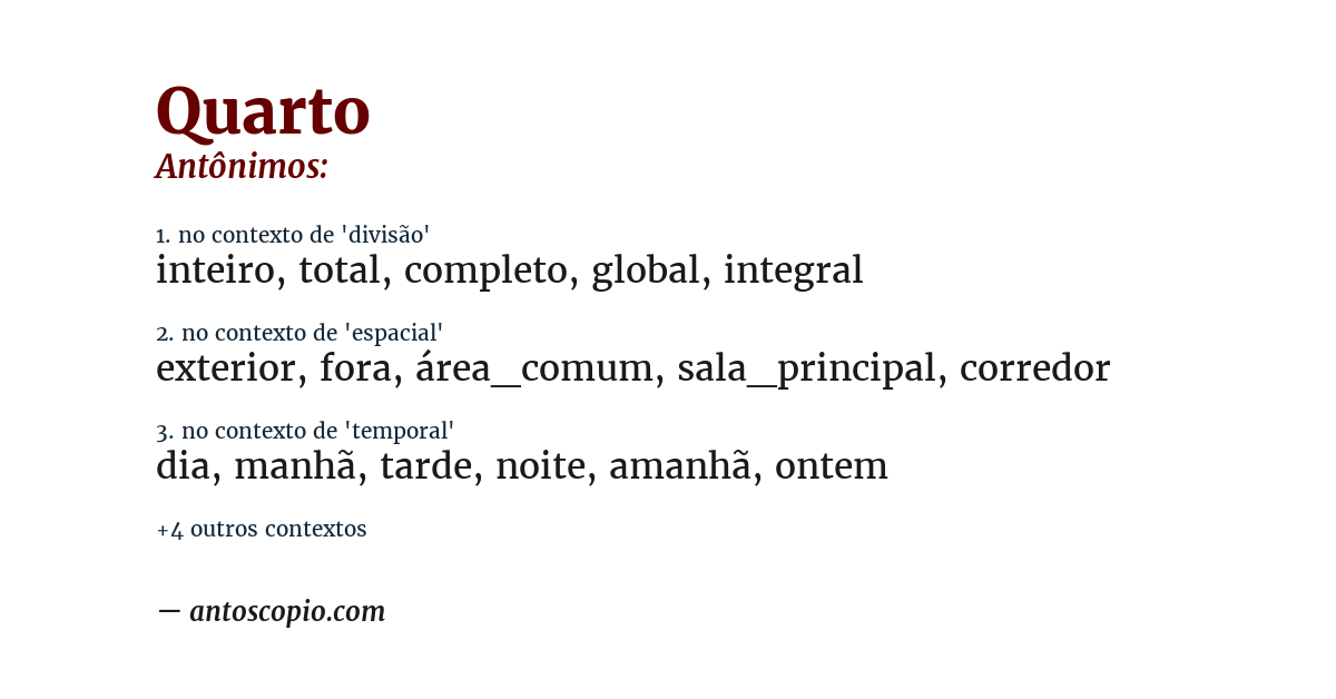 Antônimo de quarto