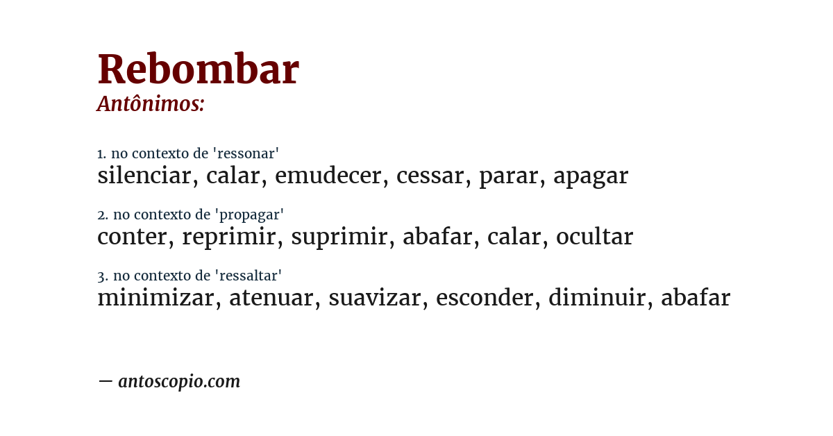 Antônimo de rebombar