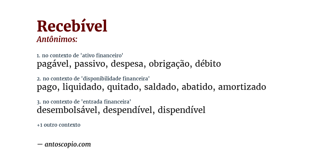 Antônimo de recebível