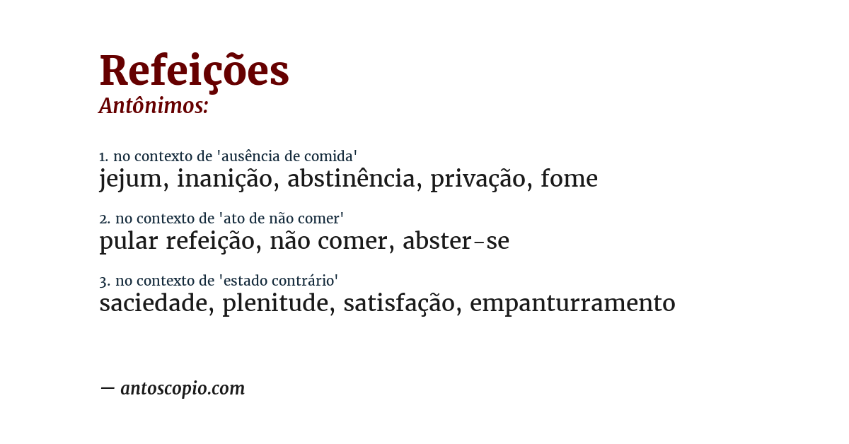 Antônimo de refeições