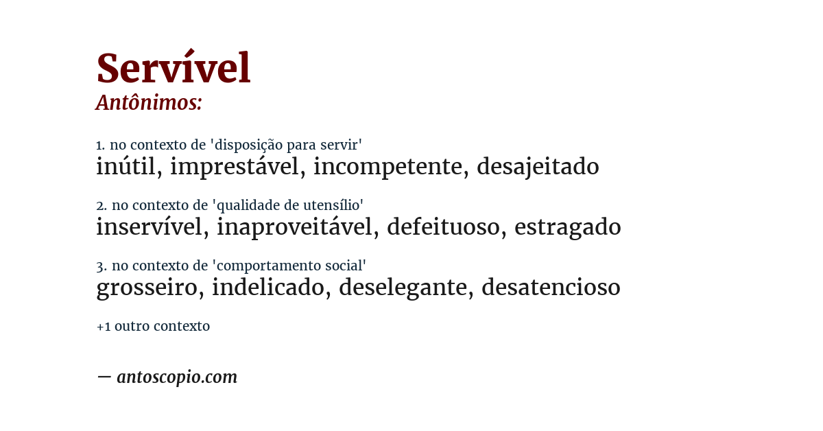 Antônimo de servível