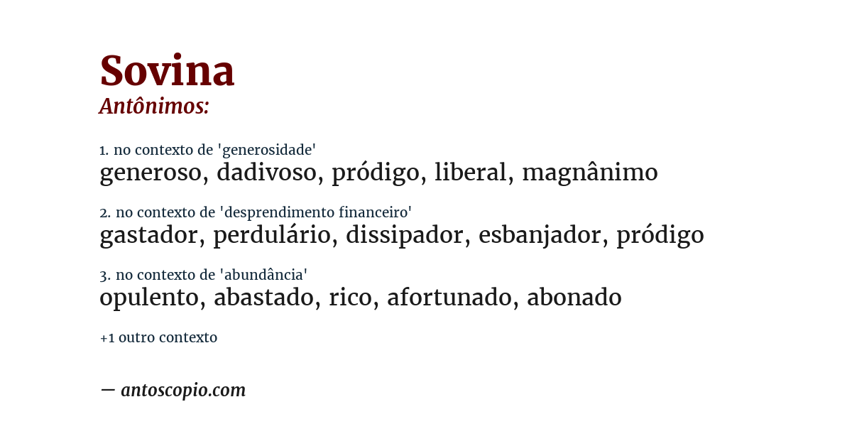 Antônimo de sovina