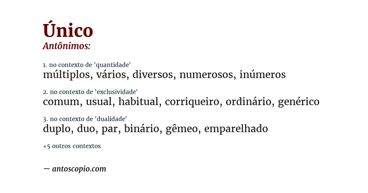 Antônimo de único