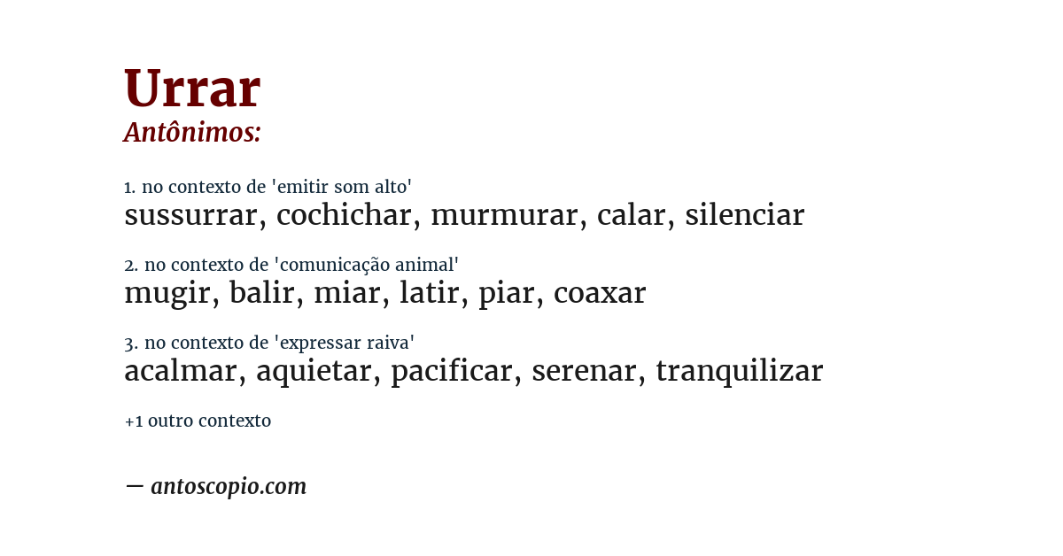 Antônimo de urrar