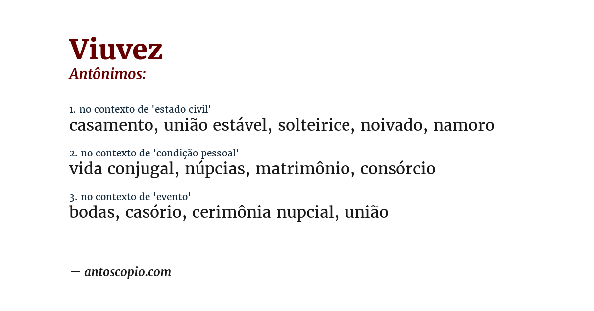 Antônimo de viuvez