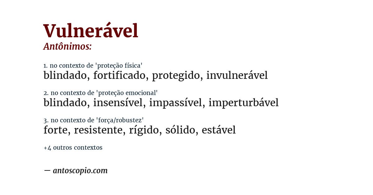 Antônimo de vulnerável