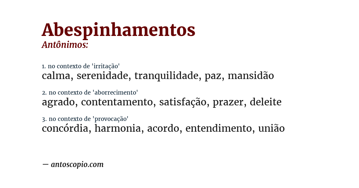 Antônimo de abespinhamentos
