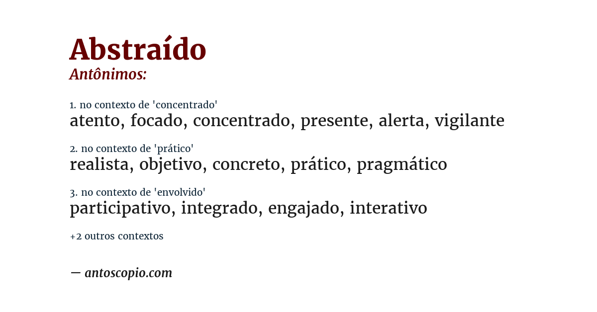 Antônimo de abstraído