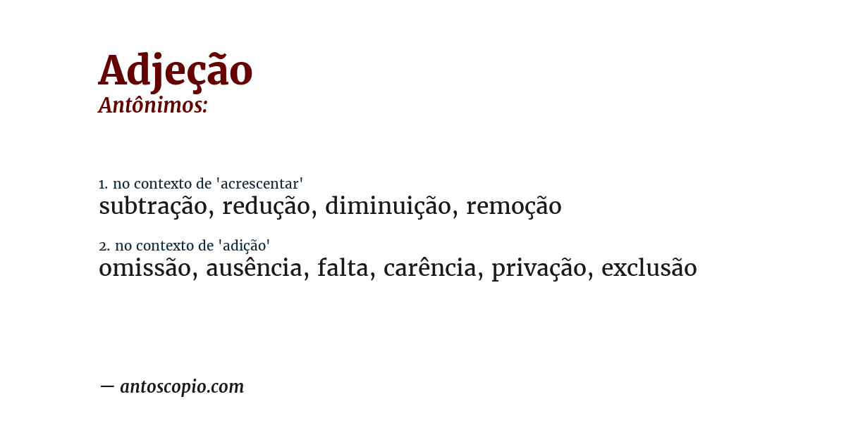 Antônimo de adjeção