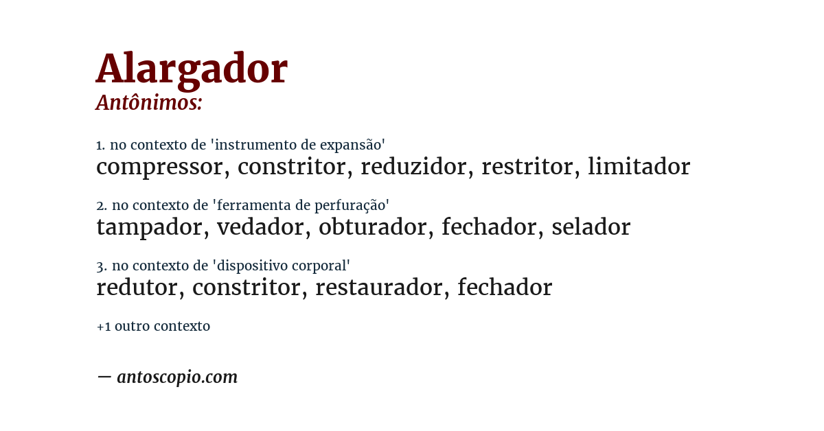 Antônimo de alargador