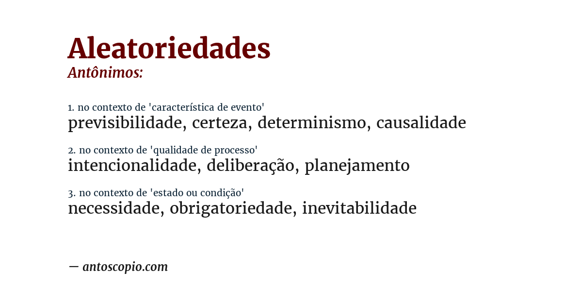 Antônimo de aleatoriedades