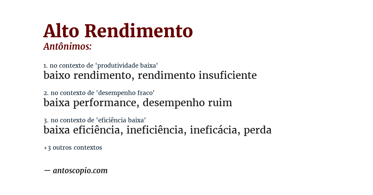 Antônimo de alto rendimento