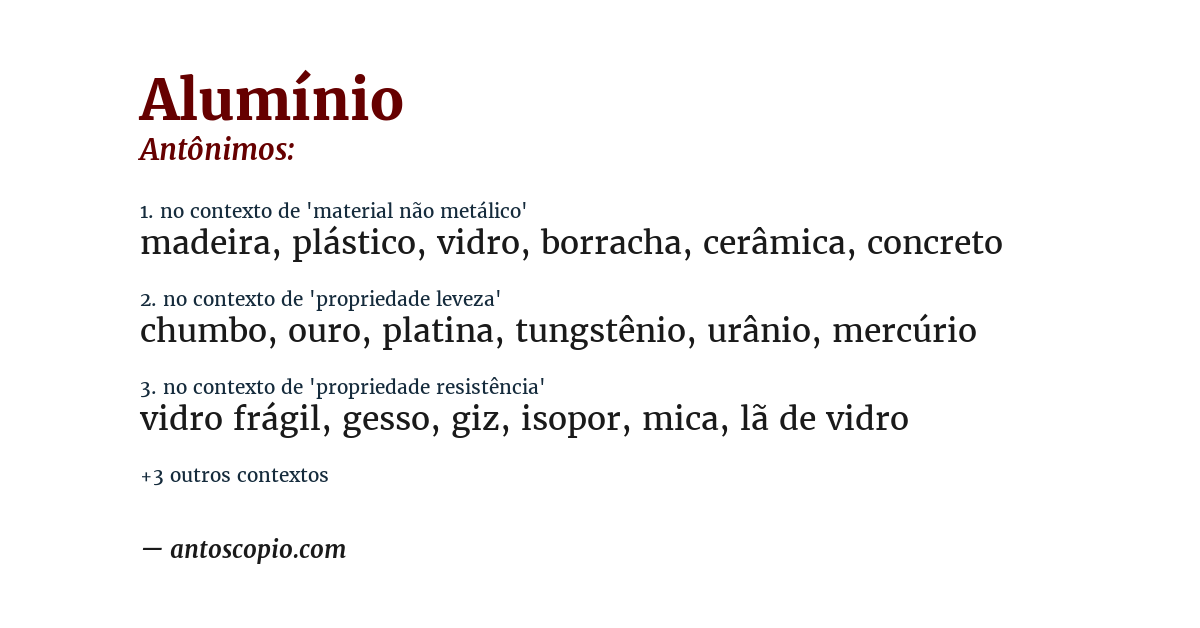 Antônimo de alumínio