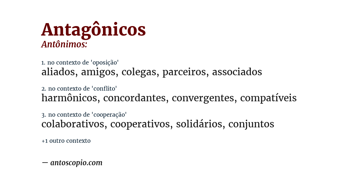 Antônimo de antagônicos