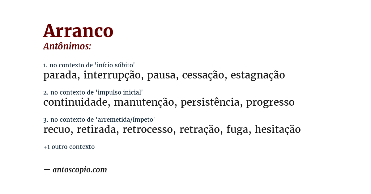 Antônimo de arranco