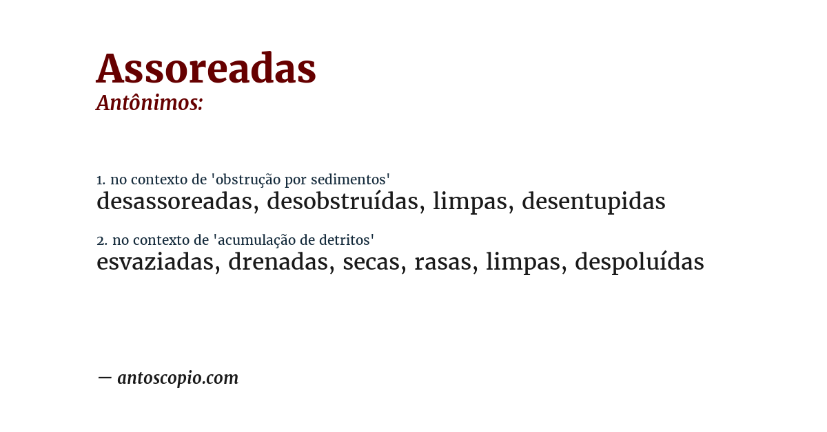 Antônimo de assoreadas