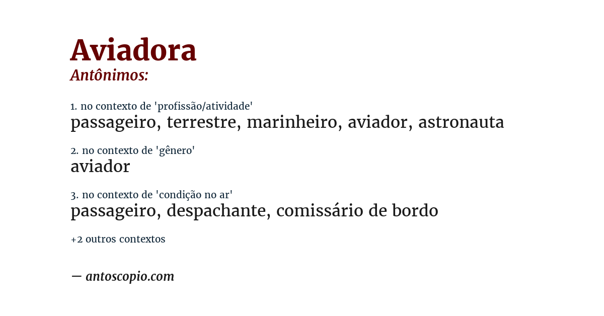 Antônimo de aviadora