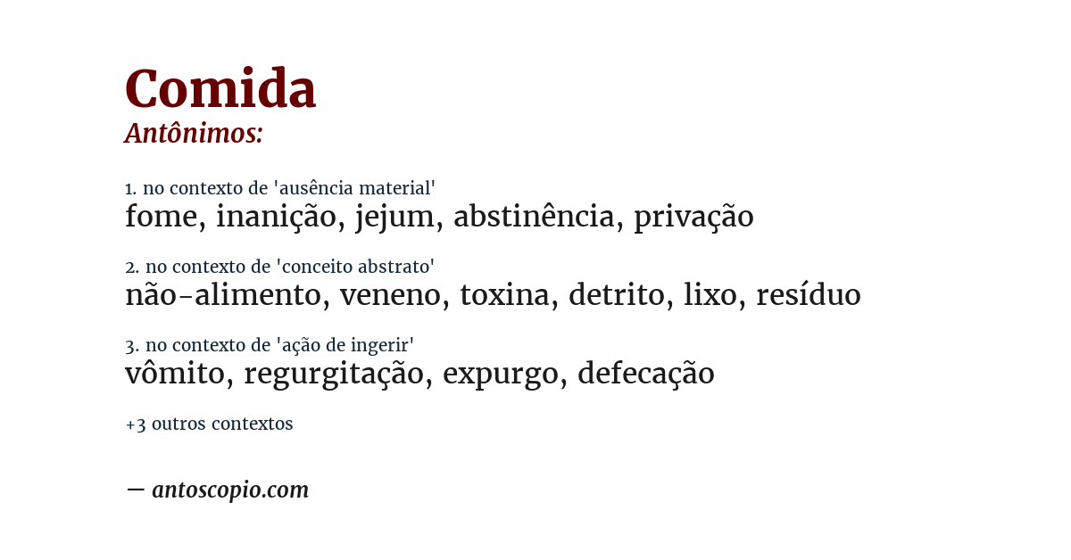 Antônimo de comida