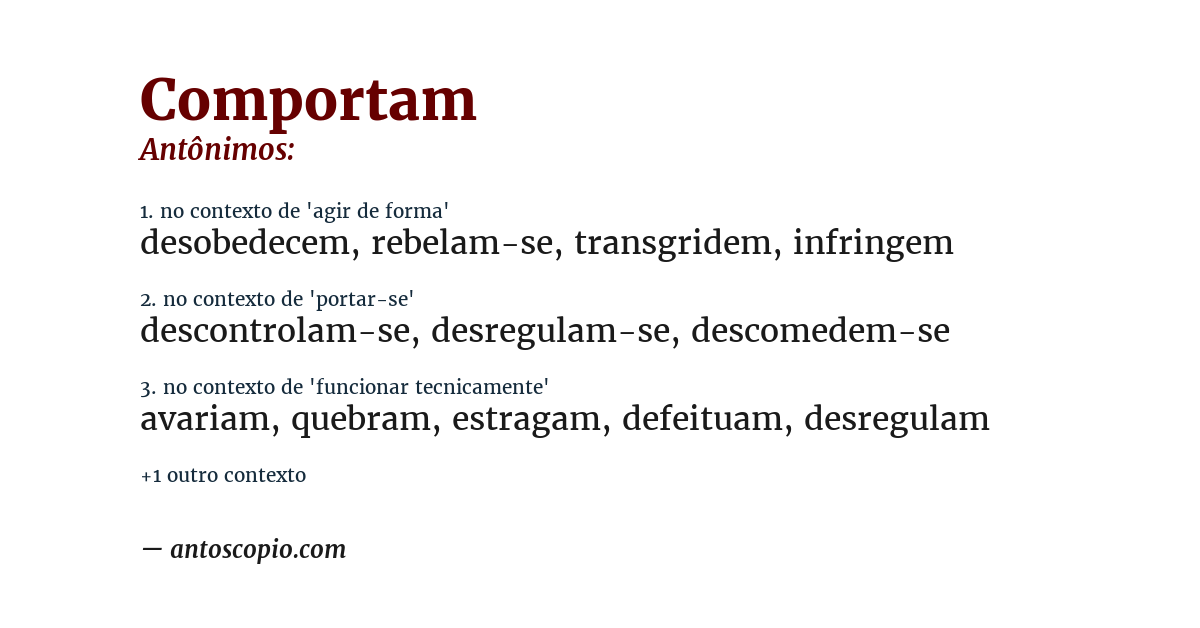 Antônimo de comportam