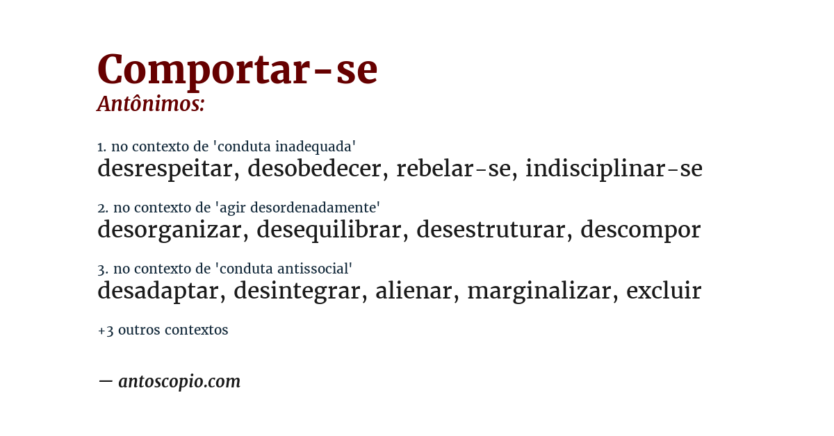 Antônimo de comportar-se