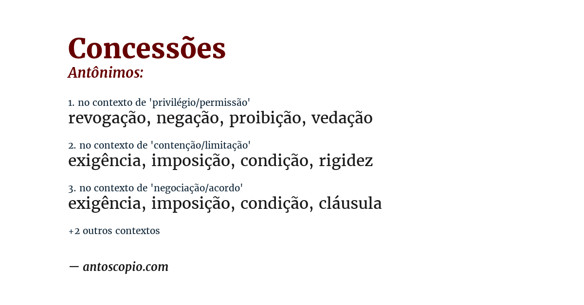 Antônimo de concessões