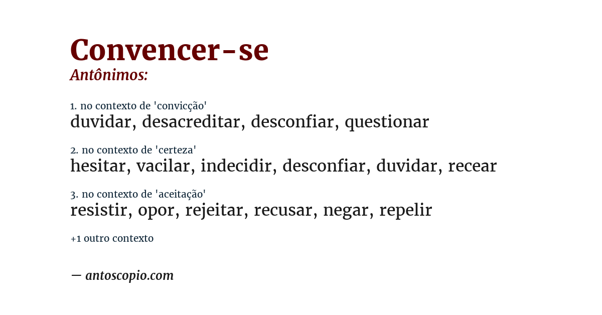 Antônimo de convencer-se
