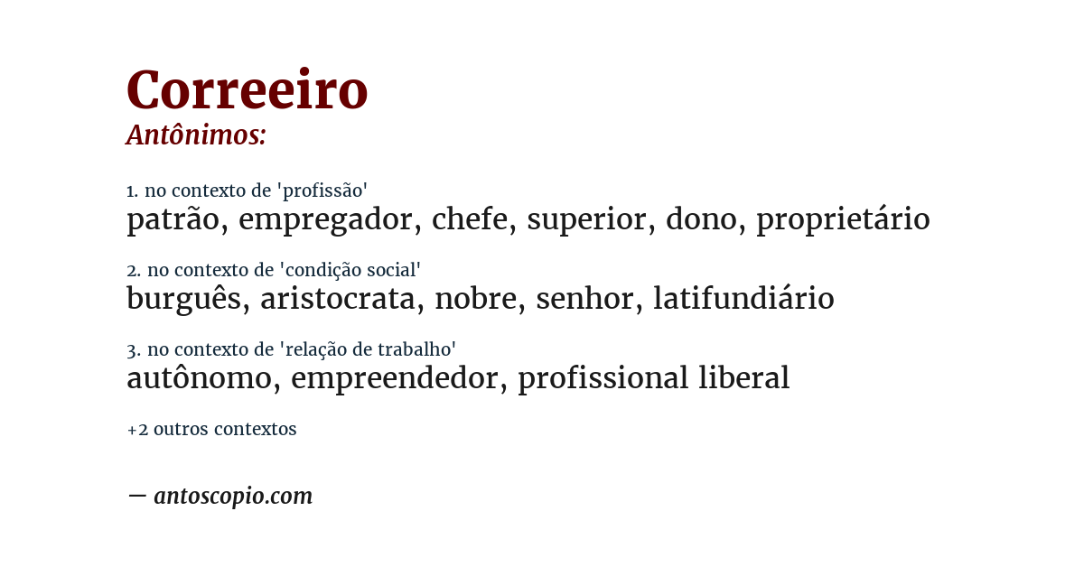 Antônimo de correeiro