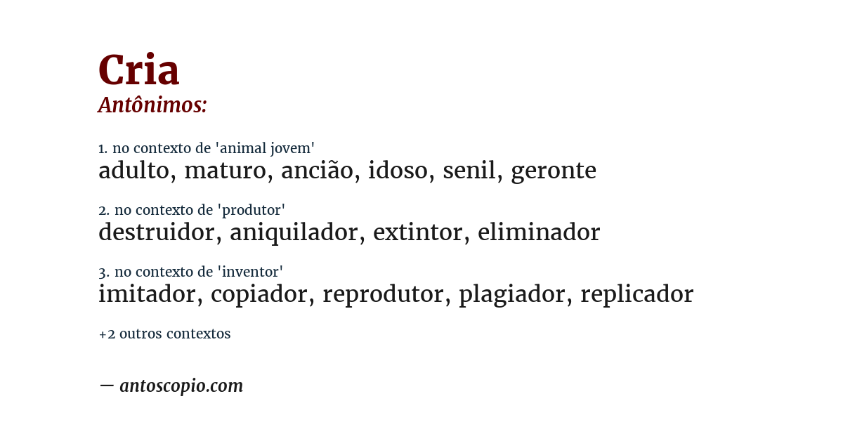 Antônimo de cria