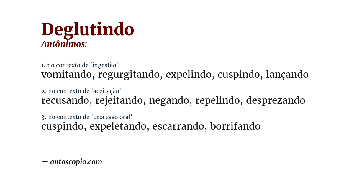 Antônimo de deglutindo