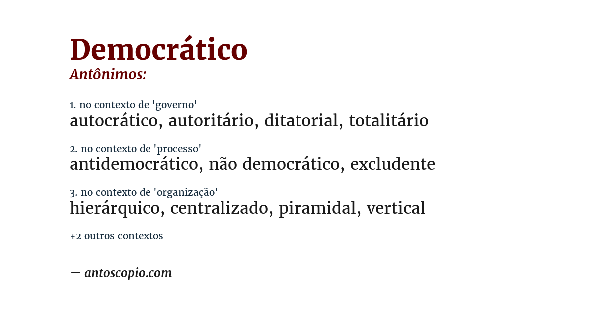 Antônimo de democrático