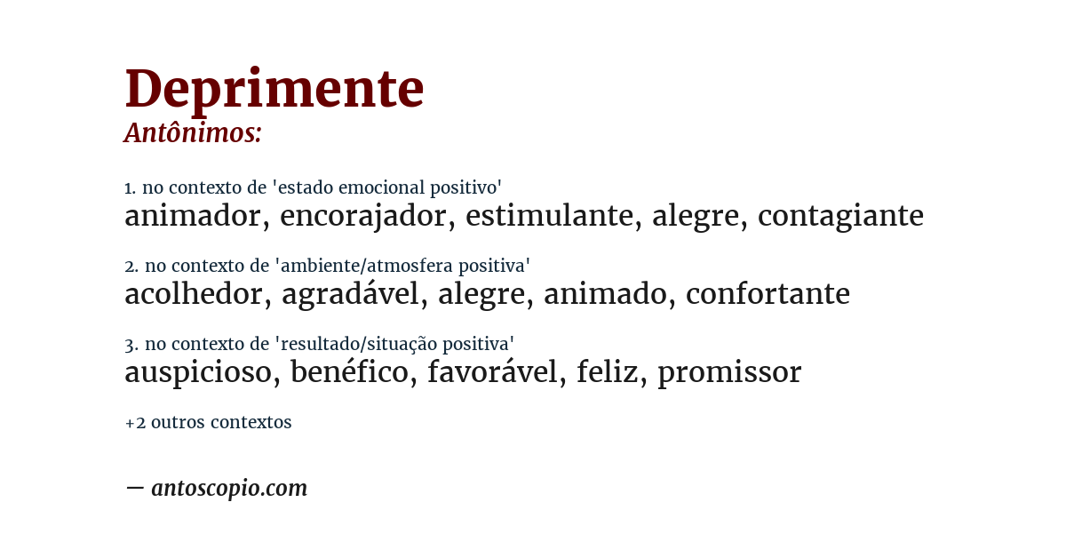 Antônimo de deprimente