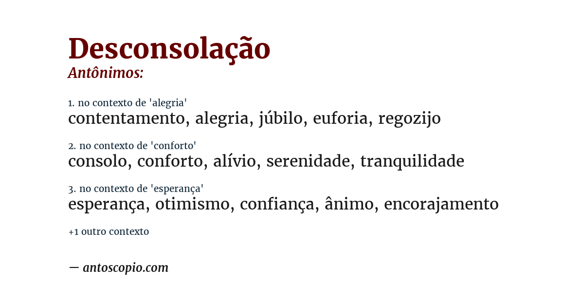 Antônimo de desconsolação