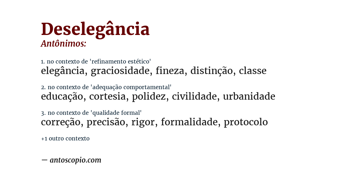 Antônimo de deselegância