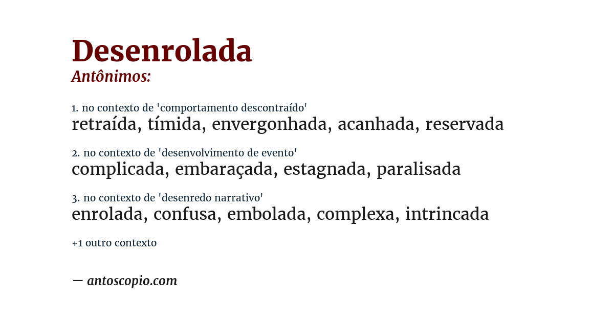 Antônimo de desenrolada