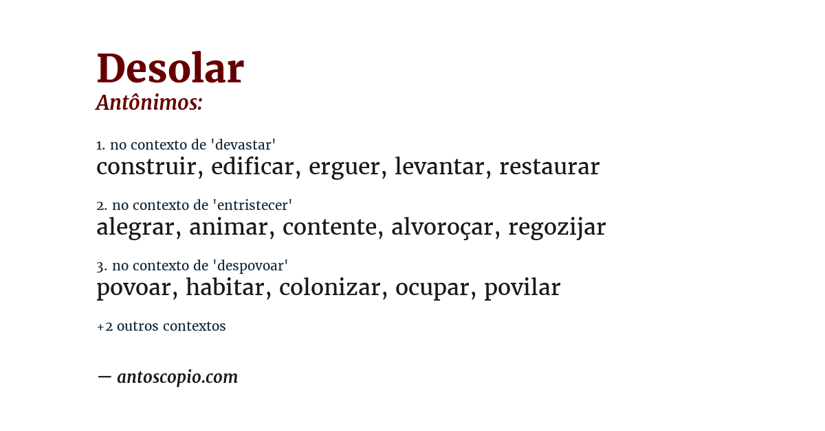 Antônimo de desolar