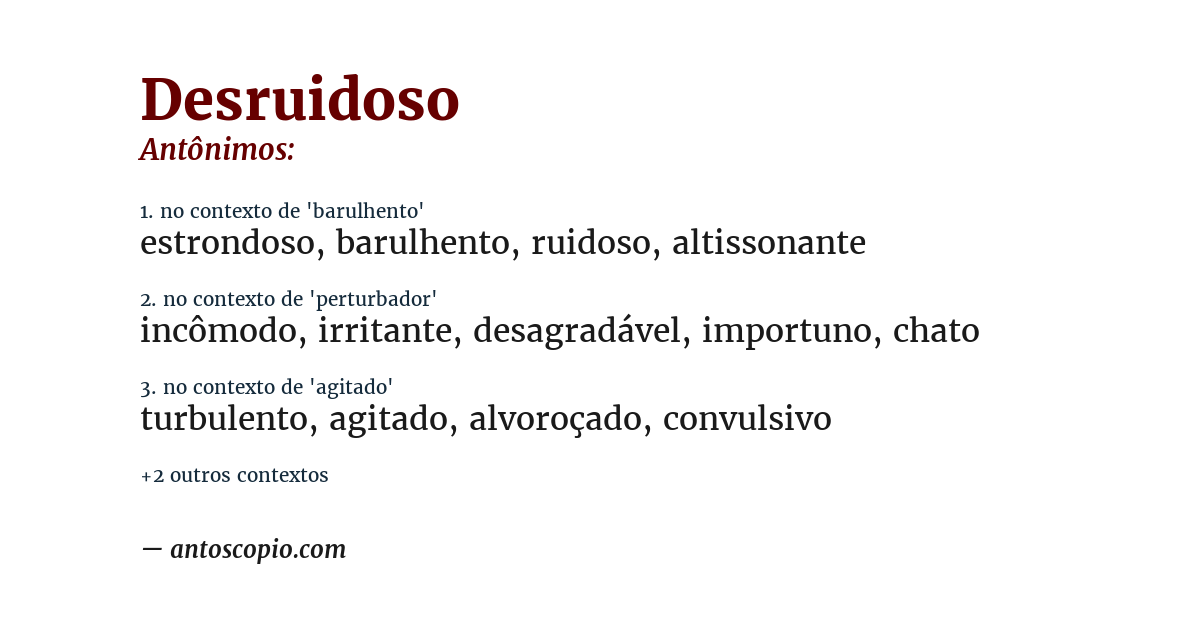 Antônimo de desruidoso