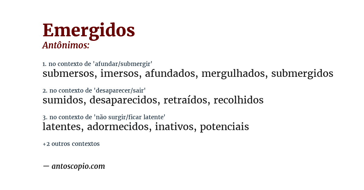 Antônimo de emergidos