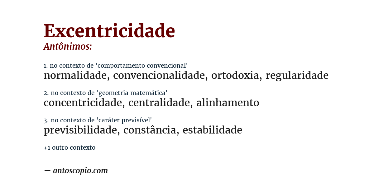 Antônimo de excentricidade
