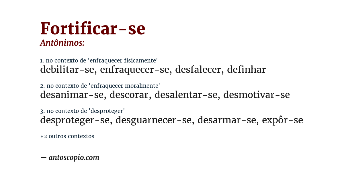 Antônimo de fortificar-se