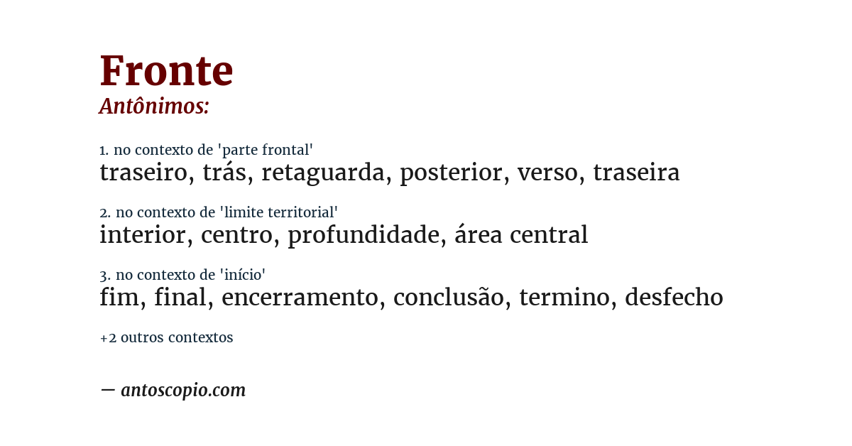 Antônimo de fronte