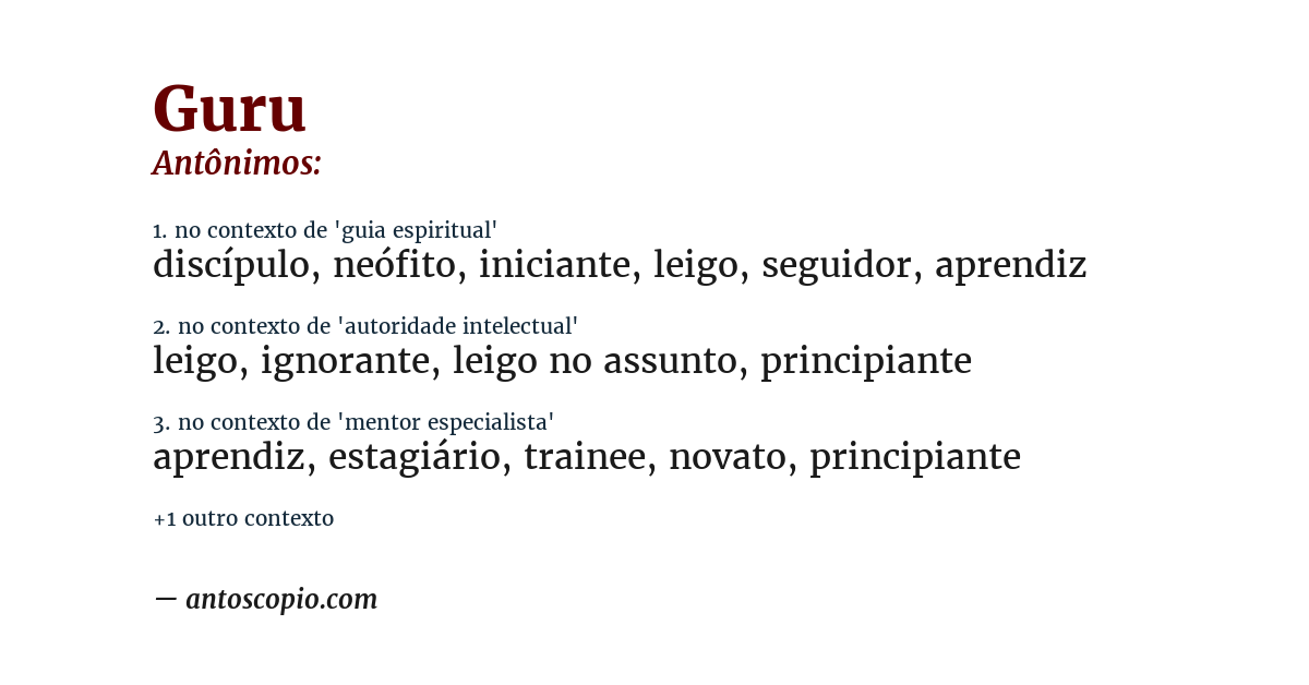 Antônimo de guru