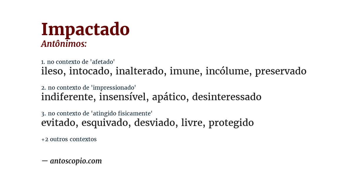 Antônimo de impactado
