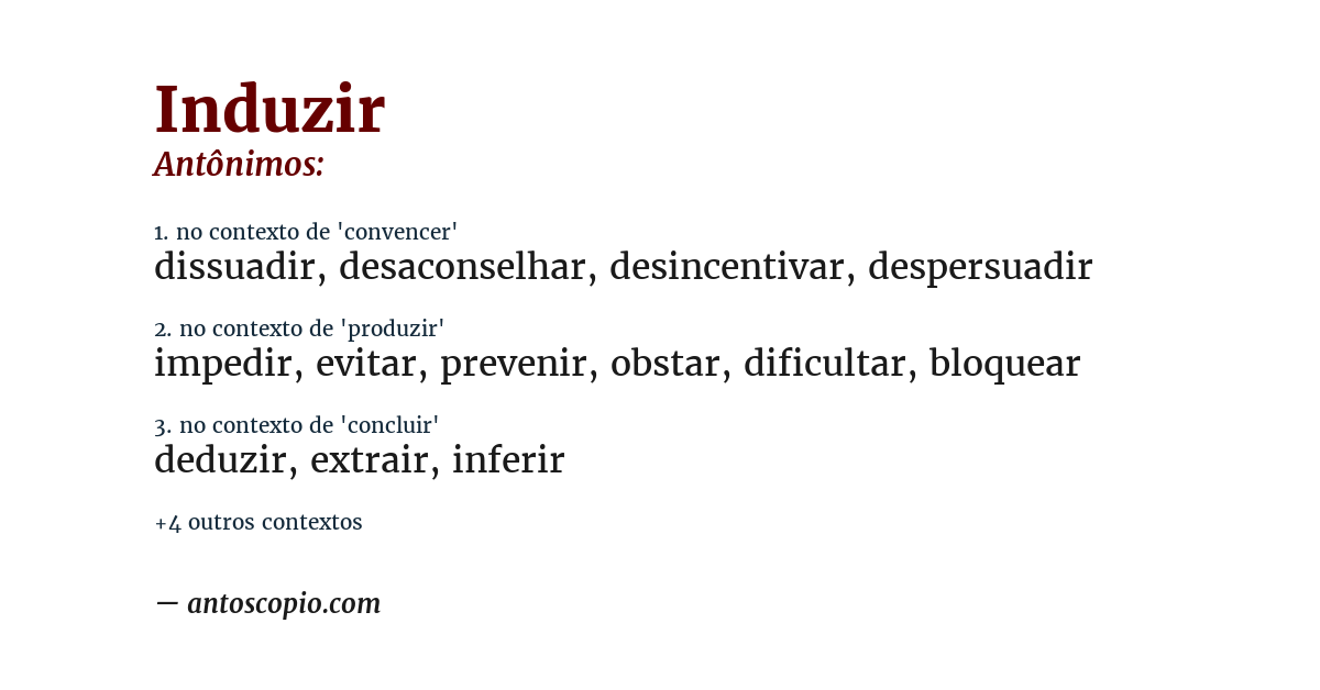 Antônimo de induzir