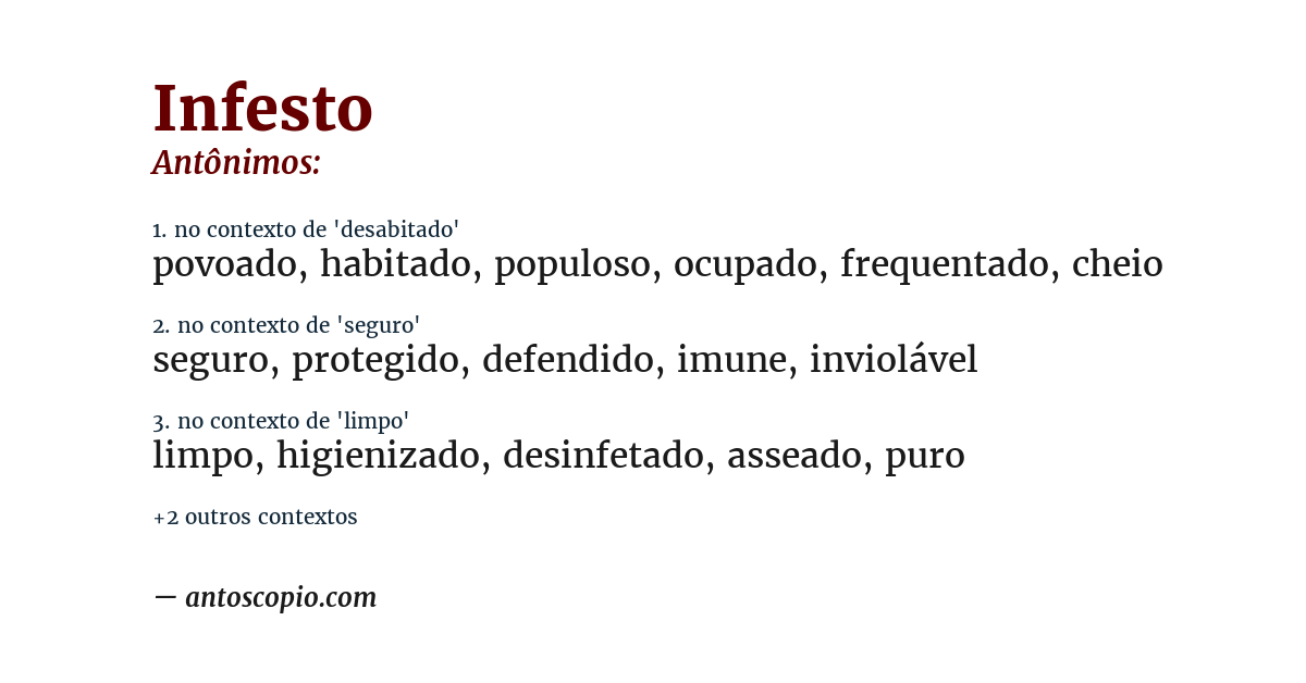 Antônimo de infesto