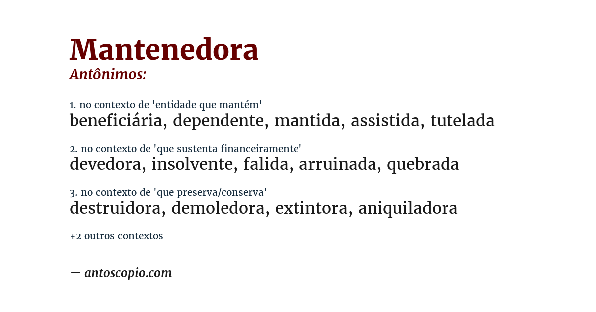 Antônimo de mantenedora